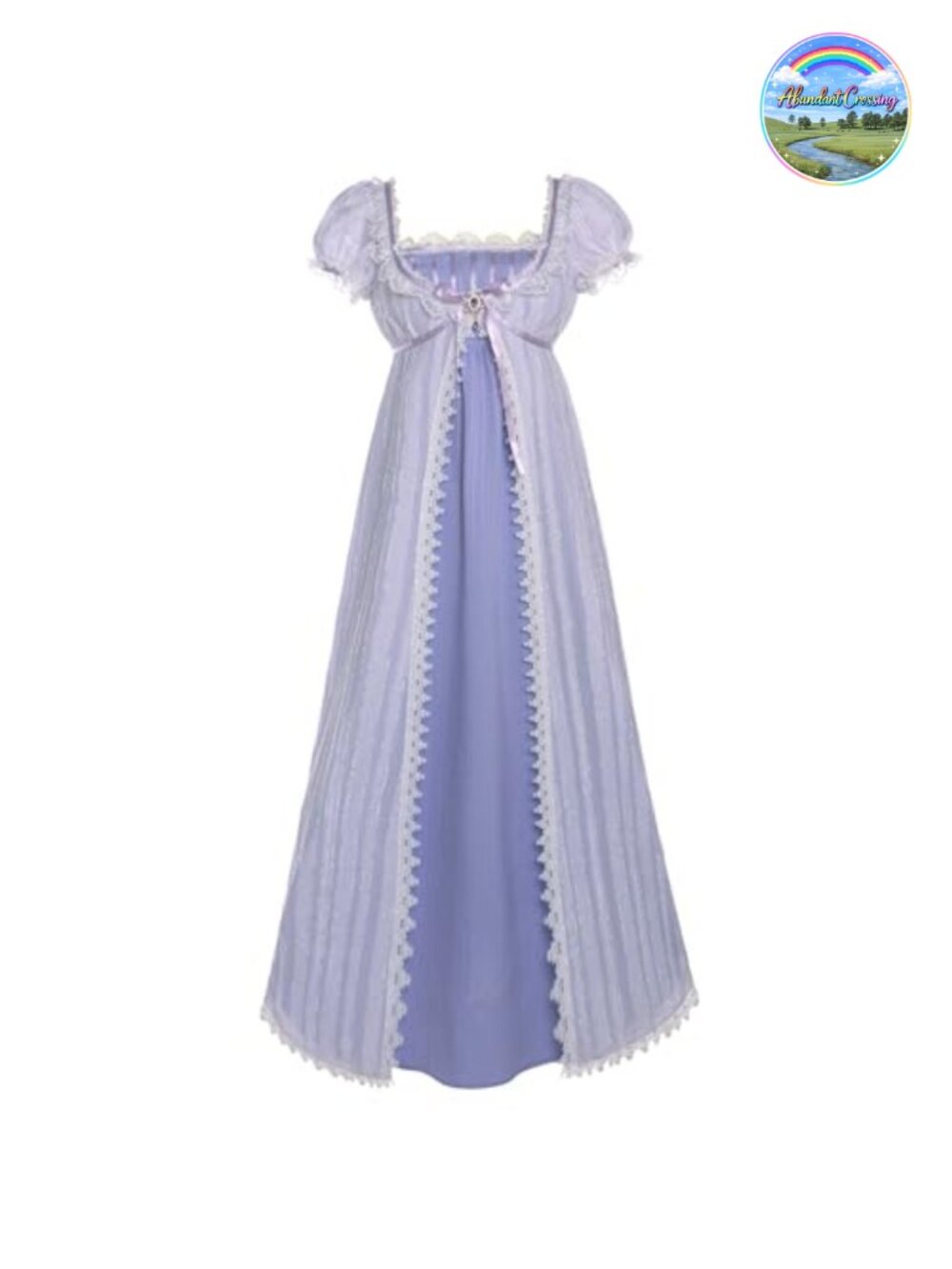 Regency Dress Women Embroidery Lace Empire Waist Victorian Costume